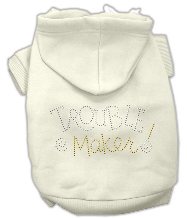 Trouble Maker Rhinestone Hoodies Cream XS