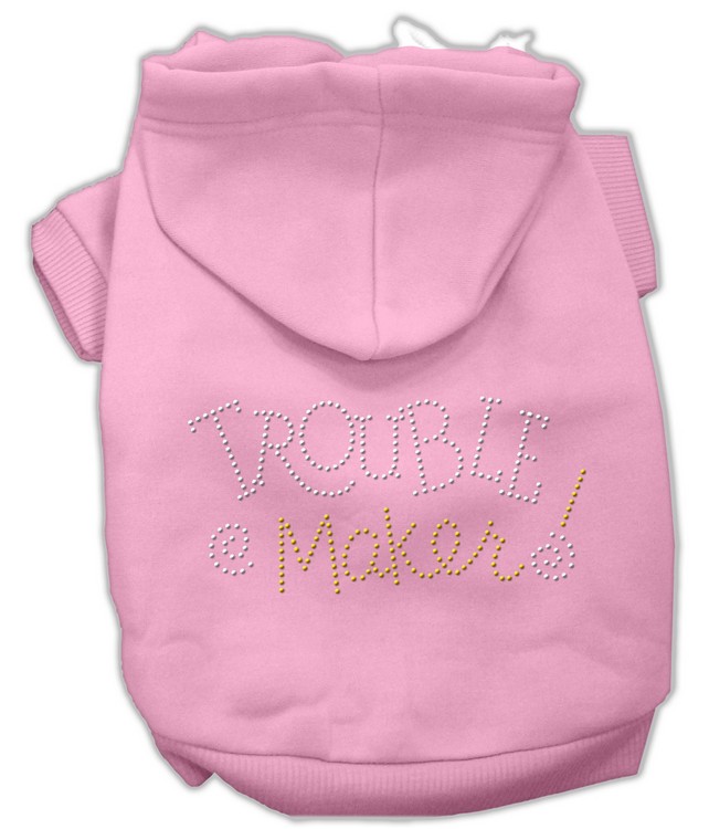 Trouble Maker Rhinestone Hoodies Pink XS