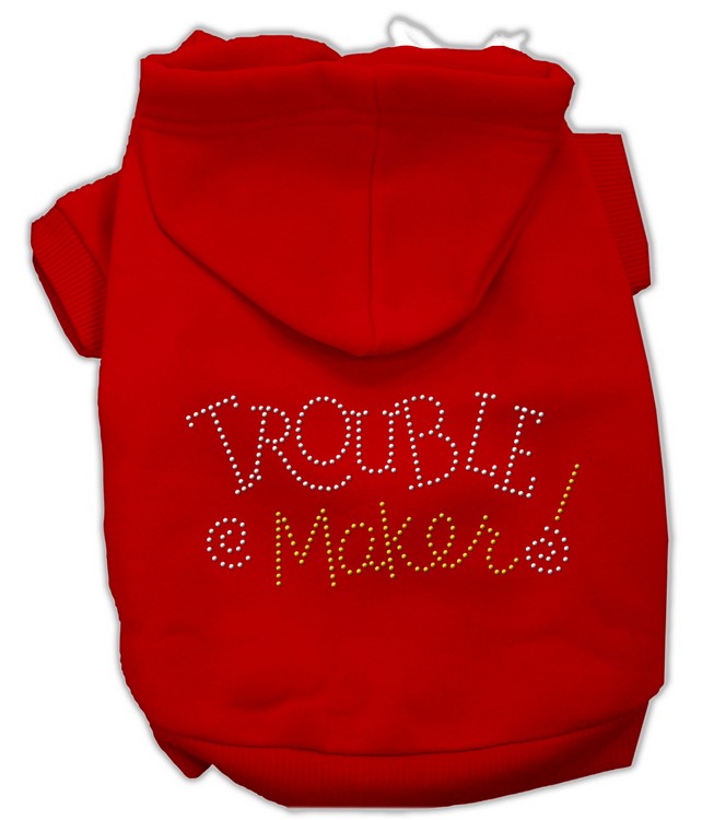 Trouble Maker Rhinestone Hoodies Red XS