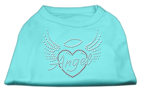 Angel Heart Rhinestone Dog Shirt Aqua Med