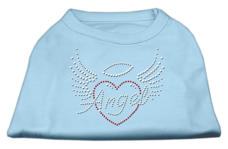 Angel Heart Rhinestone Dog Shirt Baby Blue XS