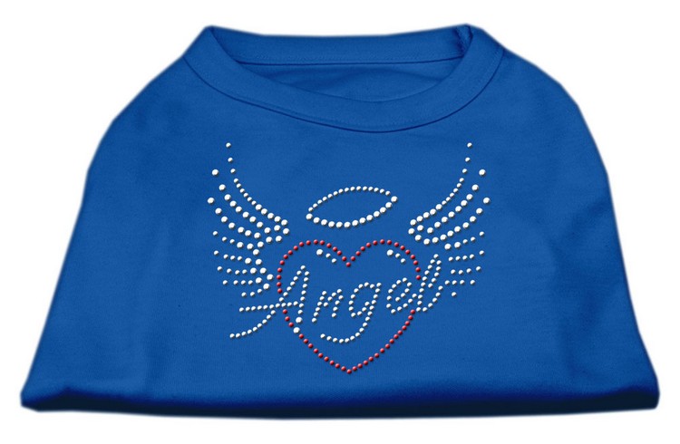 Angel Heart Rhinestone Dog Shirt Blue XS