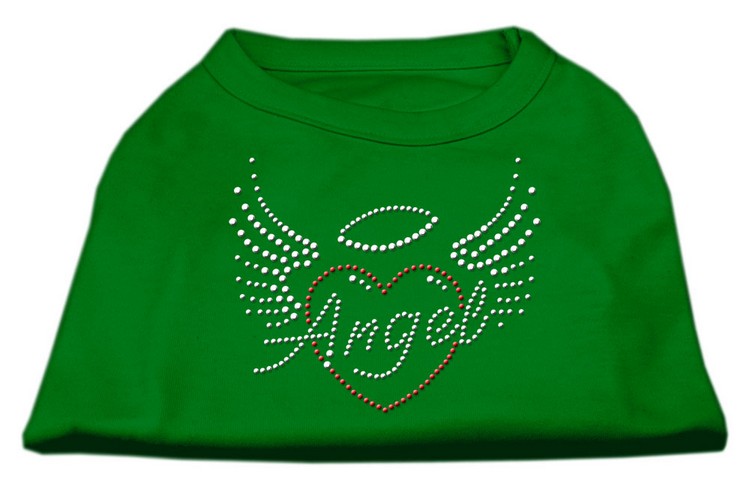 Angel Heart Rhinestone Dog Shirt Emerald Green Sm