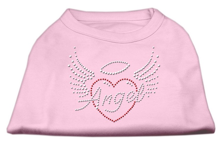 Angel Heart Rhinestone Dog Shirt Light Pink Lg