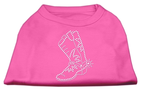 Rhinestone Boot Shirts Bright Pink XS