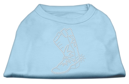 Rhinestone Boot Shirts Baby Blue L