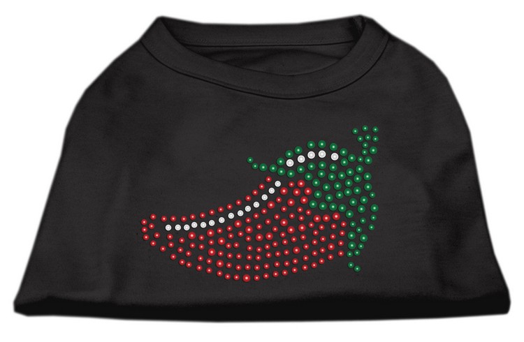 Rhinestone Chili Pepper Shirts Black XS