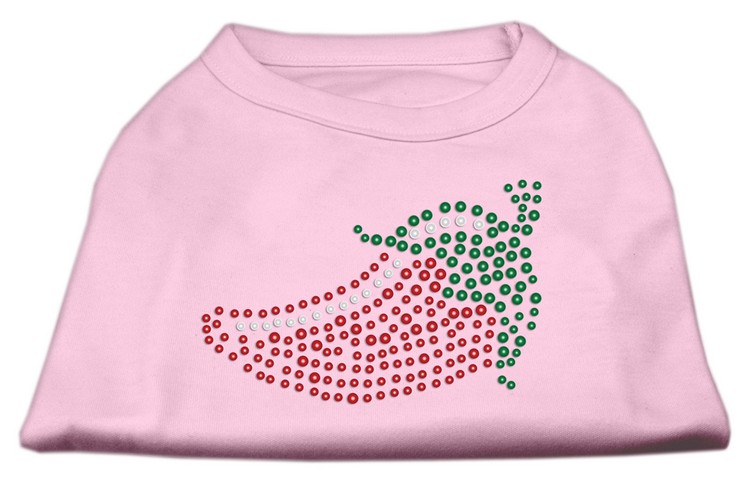 Rhinestone Chili Pepper Shirts Light Pink XS