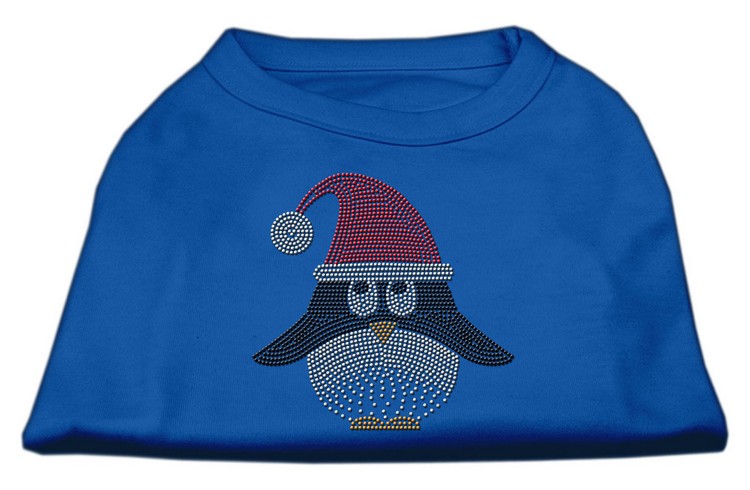 Santa Penguin Rhinestone Dog Shirt Blue XXL