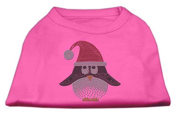 Santa Penguin Rhinestone Dog Shirt Bright Pink Sm