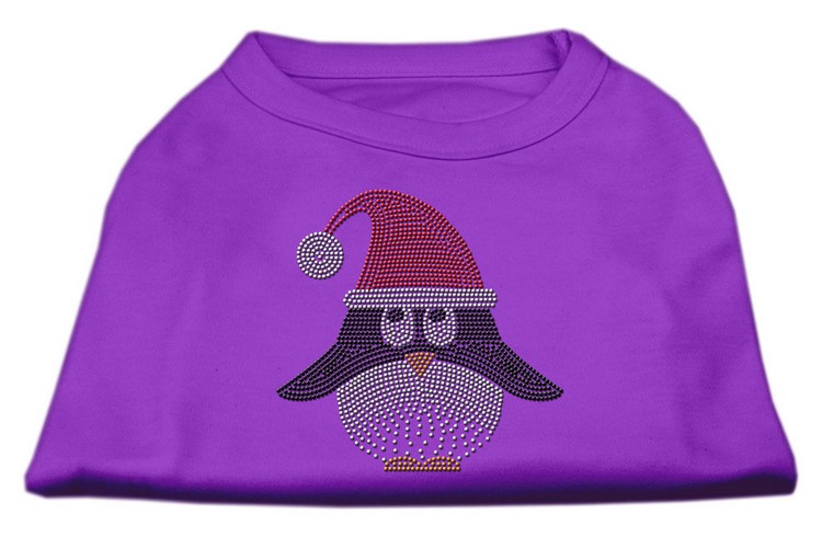 Santa Penguin Rhinestone Dog Shirt Purple XL