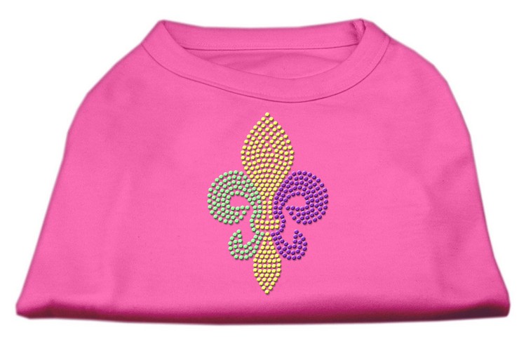 Mardi Gras Fleur De Lis Rhinestone Dog Shirt Bright Pink Med