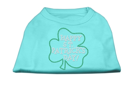 Happy St Patrick's Day Rhinestone Shirts Aqua XXL