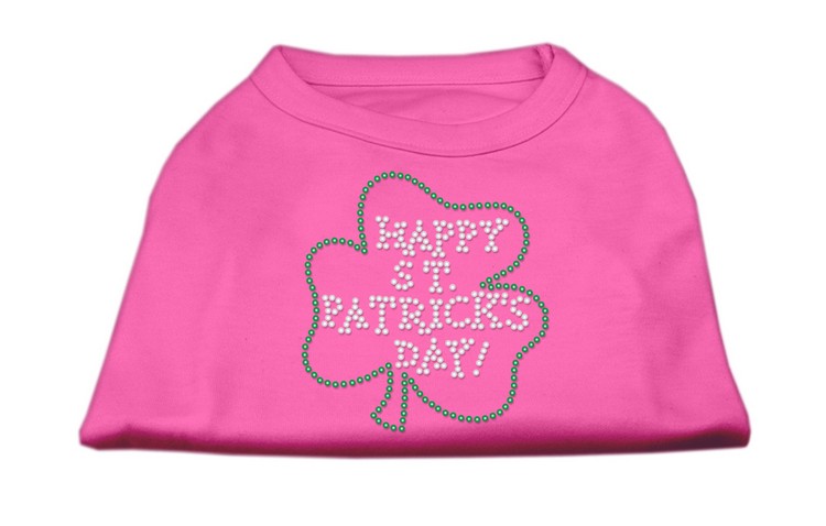 Happy St Patrick's Day Rhinestone Shirts Bright Pink XS