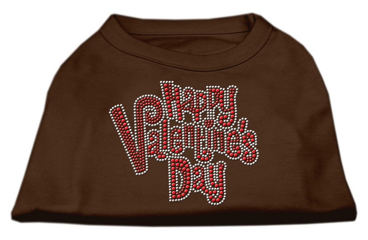 Happy Valentines Day Rhinestone Dog Shirt Brown XL