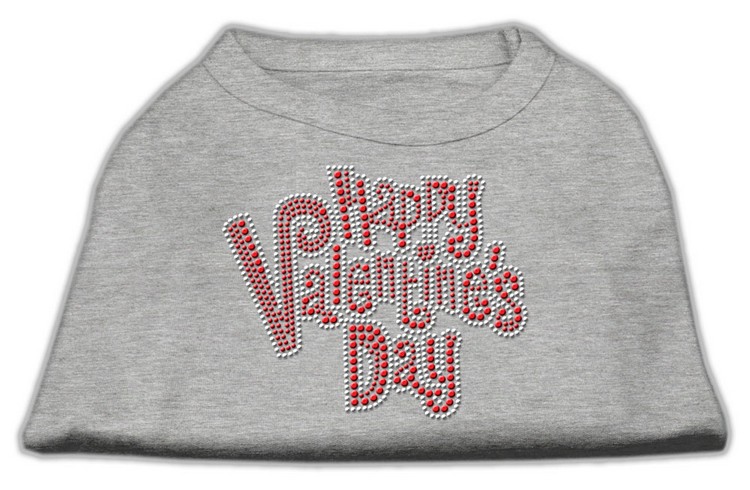 Happy Valentines Day Rhinestone Dog Shirt Grey Sm