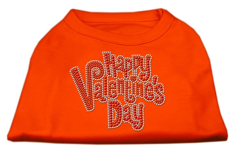 Happy Valentines Day Rhinestone Dog Shirt Orange XS