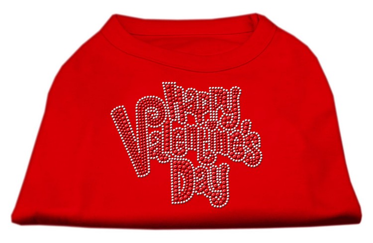 Happy Valentines Day Rhinestone Dog Shirt Red Med