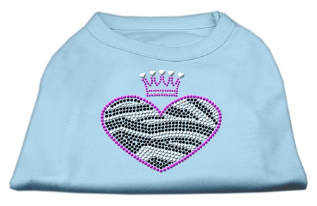 Zebra Heart Rhinestone Dog Shirt Baby Blue XS