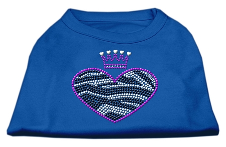 Zebra Heart Rhinestone Dog Shirt Blue XS