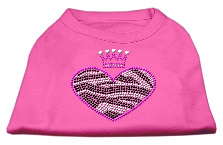 Zebra Heart Rhinestone Dog Shirt Bright Pink XS