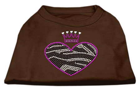 Zebra Heart Rhinestone Dog Shirt Brown XS