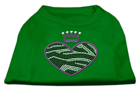 Zebra Heart Rhinestone Dog Shirt Emerald Green XS