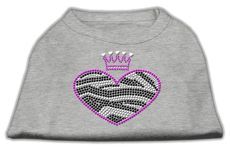 Zebra Heart Rhinestone Dog Shirt Grey XS