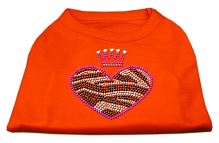 Zebra Heart Rhinestone Dog Shirt Orange XS