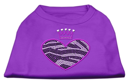 Zebra Heart Rhinestone Dog Shirt Purple XS