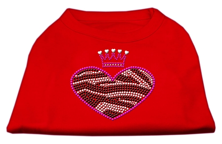 Zebra Heart Rhinestone Dog Shirt Red XS