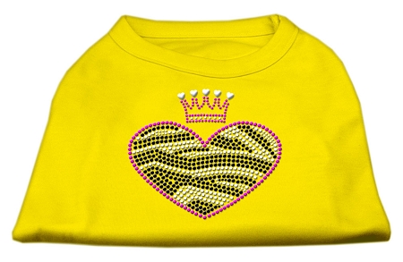 Zebra Heart Rhinestone Dog Shirt Yellow XS