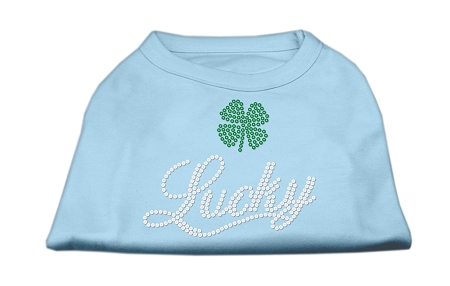 Lucky Rhinestone Shirts Baby Blue XS