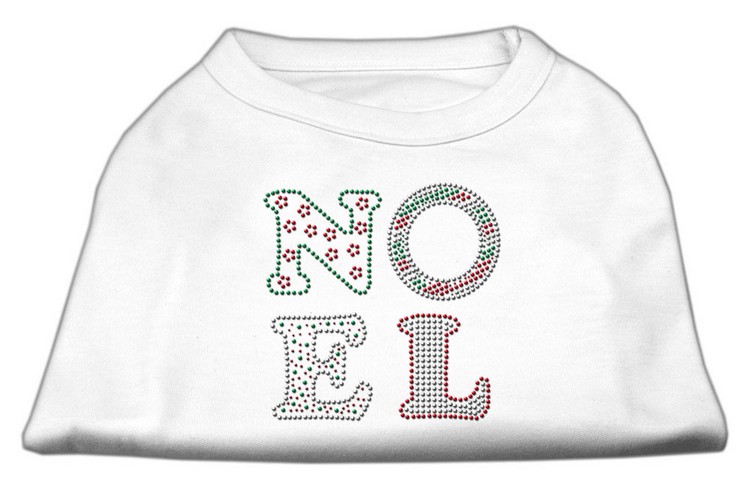 Noel Rhinestone Dog Shirt White Sm