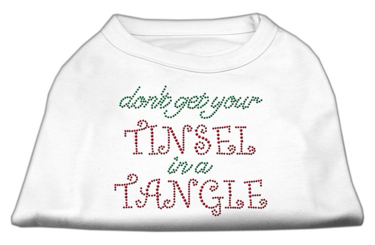 Tinsel in a Tangle Rhinestone Dog Shirt White XXXL