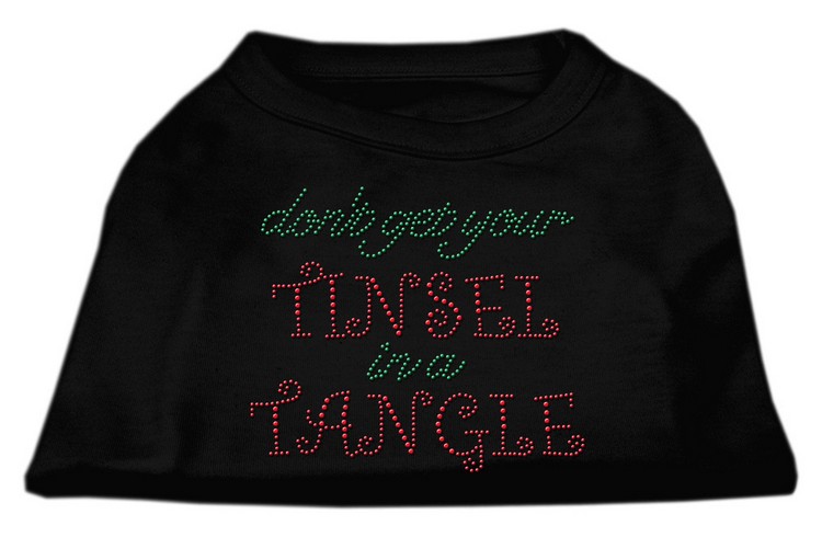 Tinsel in a Tangle Rhinestone Dog Shirt Black XL