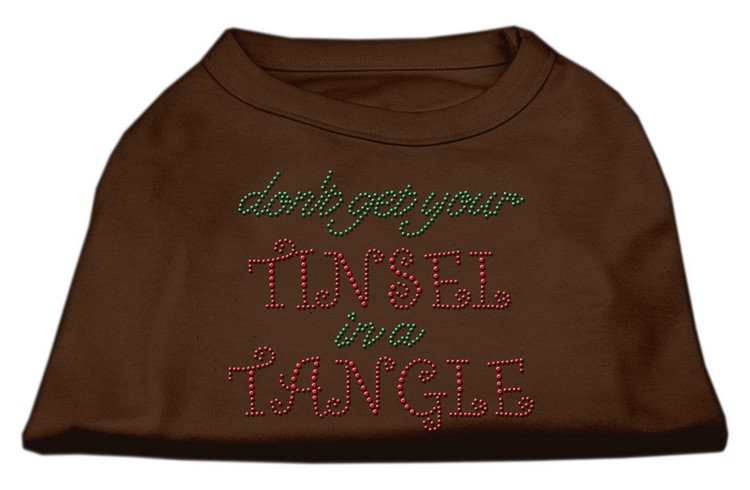 Tinsel in a Tangle Rhinestone Dog Shirt Brown XL