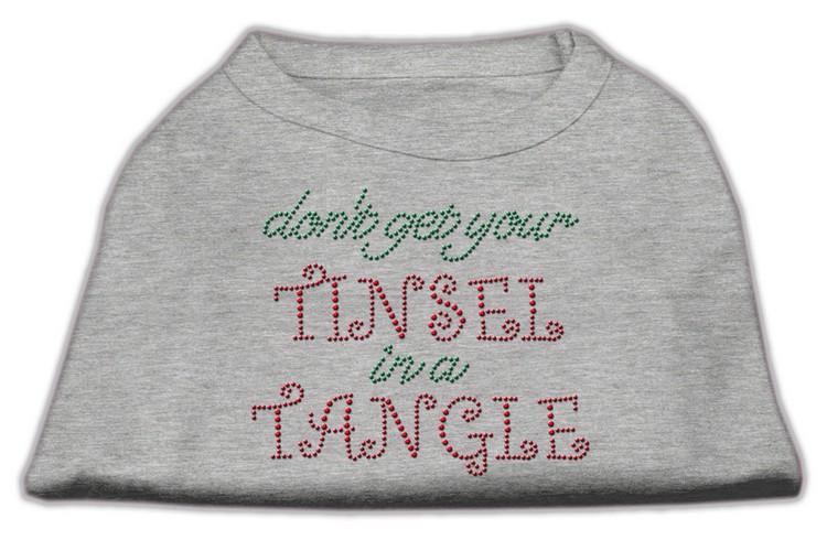 Tinsel in a Tangle Rhinestone Dog Shirt Grey Med