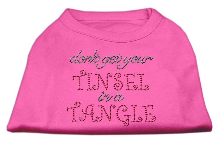 Tinsel in a Tangle Rhinestone Dog Shirt Bright Pink XS