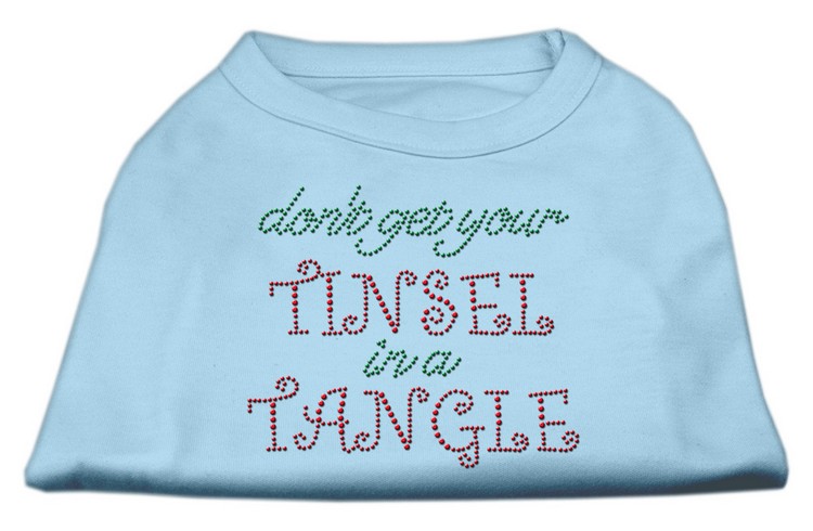 Tinsel in a Tangle Rhinestone Dog Shirt Baby Blue XS