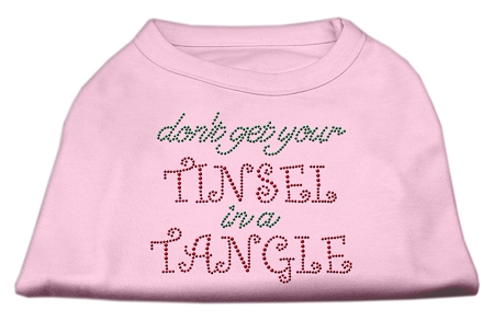 Tinsel in a Tangle Rhinestone Dog Shirt Light Pink Lg