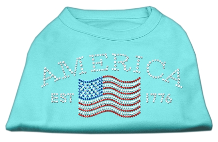 Classic American Rhinestone Shirts Aqua XL