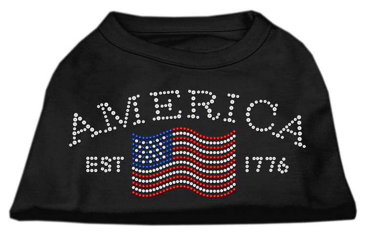 Classic American Rhinestone Shirts Black XXL