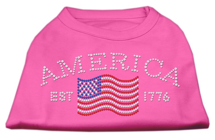 Classic American Rhinestone Shirts Bright Pink L