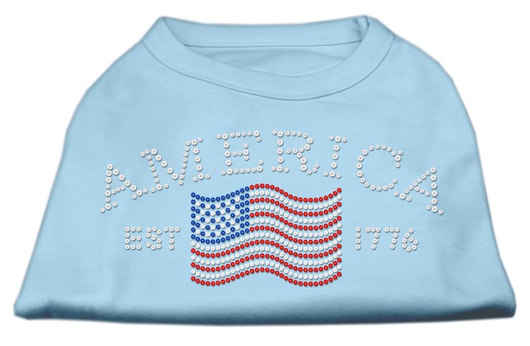 Classic American Rhinestone Shirts Baby Blue XXL