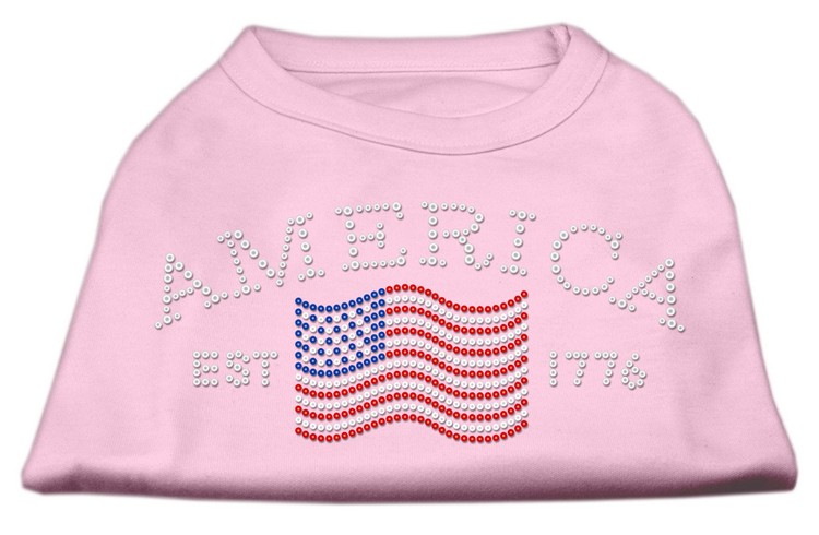 Classic American Rhinestone Shirts Light Pink XXXL