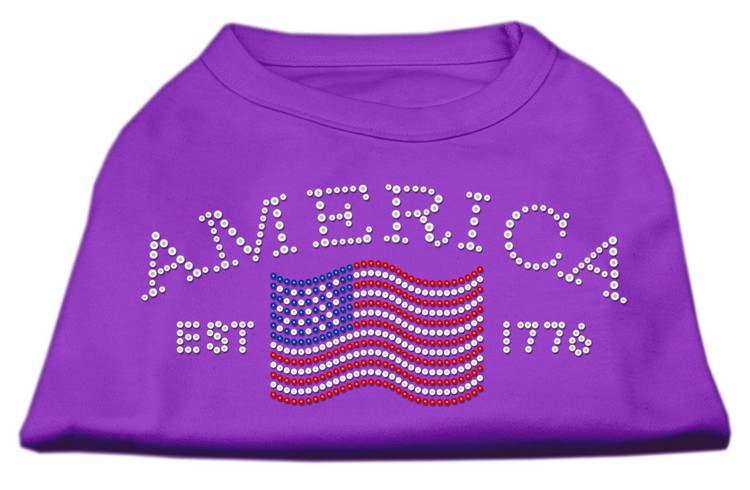 Classic American Rhinestone Shirts Purple XXXL