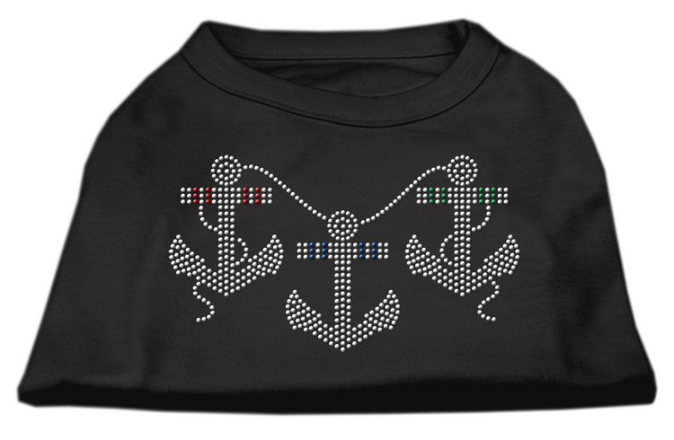 Rhinestone Anchors Shirts Black XS