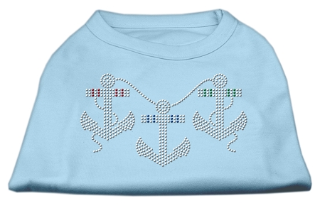 Rhinestone Anchors Shirts Baby Blue XXL