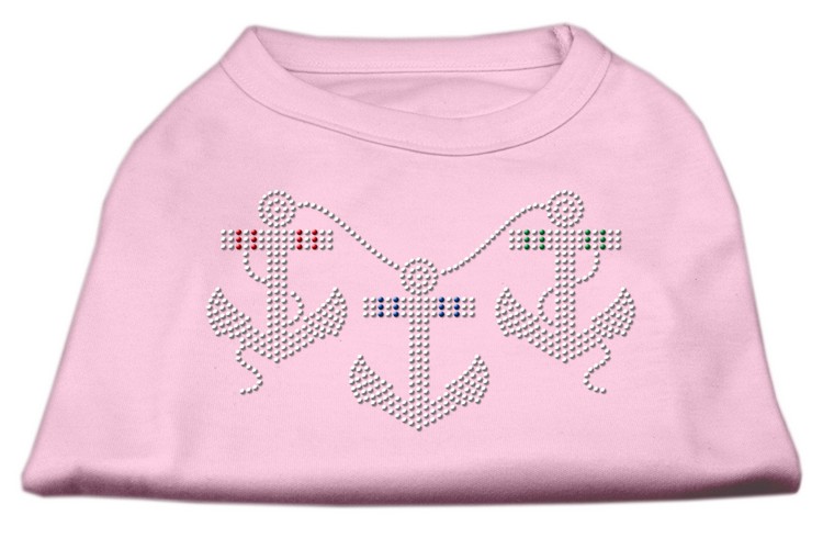 Rhinestone Anchors Shirts Light Pink XXXL